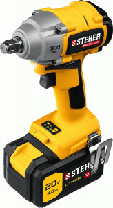 STEHER гайковерт бесщеточный V1, 20В, 300Нм, 1 АКБ (4Ач), кейс, CWB-300-1