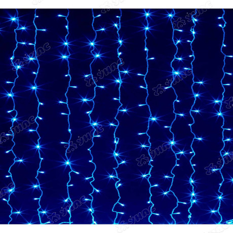 Гирлянда штора LED LС/3-6 192 лампочек, прозрачный провод 2*2,5 м синий