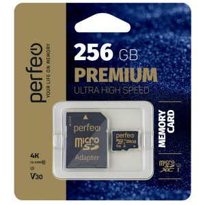 Флэш-карта (памяти) MicroSDXC 256GB Perfeo High-Capacity (Class 10) UHS-3 V30 w/o Adapter