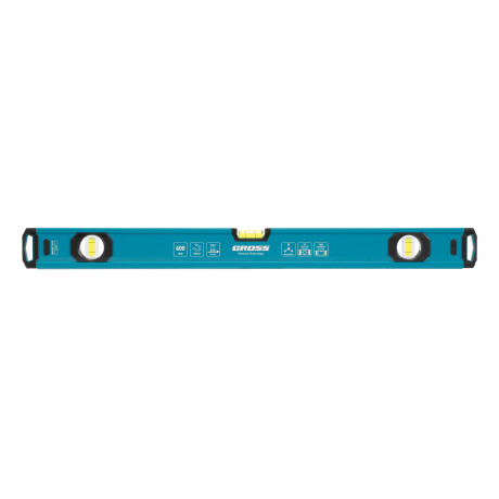 Уровень алюминиевый, магнит., фрезерованный, 3 глазка, 0,5 мм/м, 600 мм Gross