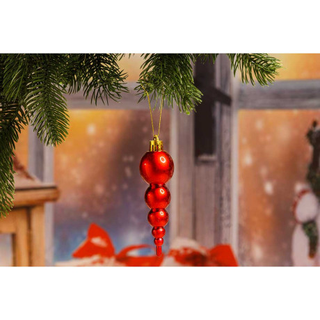 Шар Р23-1 4шт 10см Сосулька-шариками красный (480)