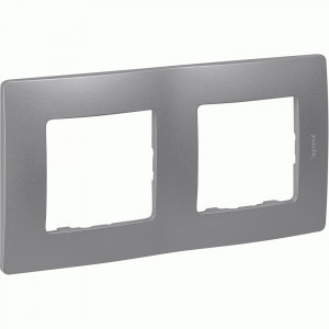 IEK ETIKA рамка СУ 2 мест. алюминий 672552