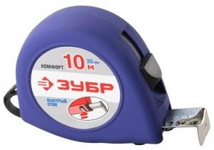 Рулетка ЗУБР "МАСТЕР" "КОМФОРТ", корпус с резин напыл, 10мх25мм zu34016-10