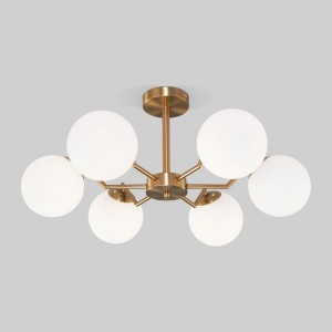 Eurosvet св-к потолоч. Е27 6x60 Вт 720х720х314 металл белый/латуньFrost 70154/6 a057067