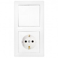 Bylectrica СТИЛЬ Блок (1 выкл. + роз.заз.конт.) СУ белый, (В-РЦ-691)