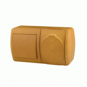 Lezard Ната блок ОУ роз.1 мест(земля, крыш,16А)+выкл. 1 кл. 10А ольха гориз (корп.PC)  710-0700-170