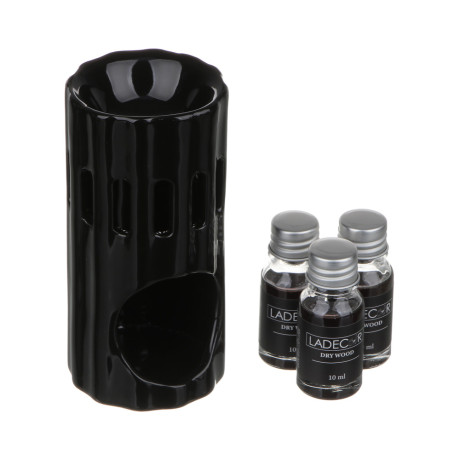 LADECOR Ароманабор лампа и масло, 3штx10мл, с ароматами, (Lavender&vanilla/Lime&basil/Dry wood)