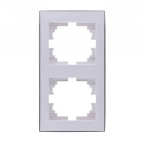 Lezard RAIN рамка 2 мест. верт. бел. с бок. вст. хром (PC) 703-0225-152