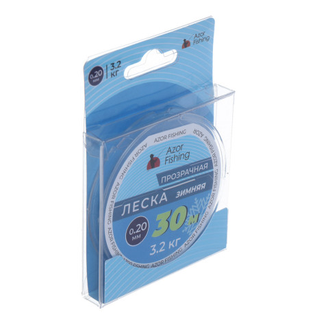 Леска зимняя тм AZOR FISHING, 30м, 0,20мм, 3,2 кг, прозрачная