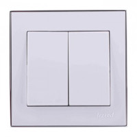 Lezard RAIN выкл. СУ 2 кл. бел. с бок. вст. хром (корпус PC) 703-0225-101