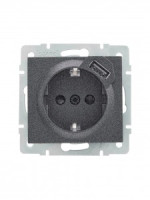 Lezard RAIN роз. СУ 1 мест.+USB 2,1А 1 мест., чёрный графит матовый (земля) (корпус PC) 703-4188-181