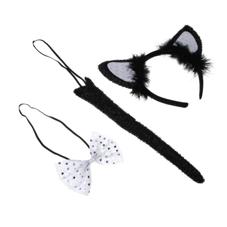 СНОУ БУМ Набор карнавальный "Котик", 3 предмета, пластик, полиэстер