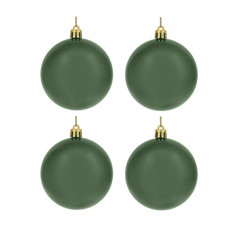 СНОУ БУМ Набор шаров 4шт 8см пластик, темно-зеленый, 26-231