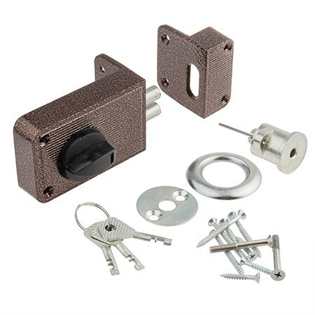 Замок накл ЗН-2-6 Зенит (Медь) Автомат, 2 ригеля, 5 финск.ключей   \16