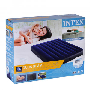 INTEX Кровать надувная Classic downy (Fiber tech) Фул, 1,37м x 1,91м x 25см, 64758