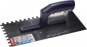 Гладилка ЗУБР "ЭКСПЕРТ" нержавеющая с пластиковой ручкой, зубчатая, 8х8мм