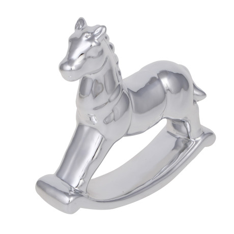 СНОУ БУМ Фигурка Лошадка-качалка 14,5 см, серебряная керамика
