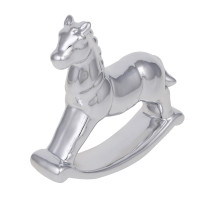 СНОУ БУМ Фигурка Лошадка-качалка 14,5 см, серебряная керамика