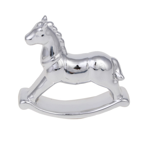 СНОУ БУМ Фигурка Лошадка-качалка 14,5 см, серебряная керамика