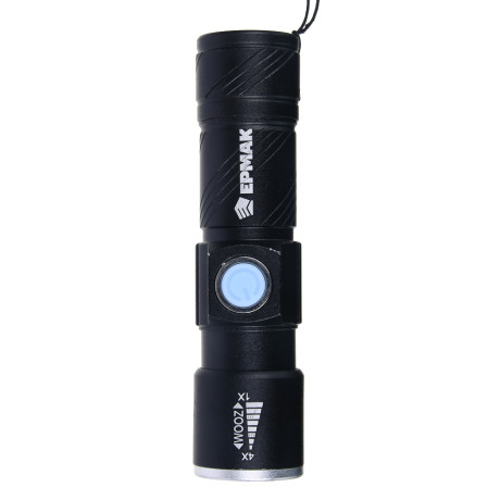 ЕРМАК Фонарь, XPE, 1200мАч, 2,5х2,5х9,5см, 3 режима, алюминиевый сплав, с USB штекером, фокусировка