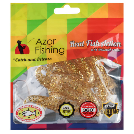 AZOR FISHING Приманка мягкая Виброхвост оффсет 2.8, силикон Премиум, 70 мм, 8 шт. в уп., микс цветов