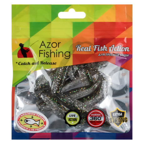 AZOR FISHING Приманка мягкая Виброхвост оффсет 2.8, силикон Премиум, 70 мм, 8 шт. в уп., микс цветов