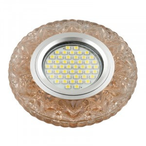 Fametto DLS-L146 GU5.3 св-к встр, Luciole стекло 95(65)x20 прозрачный/светло-корич., подсветка LED3W