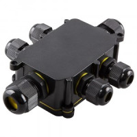 STEKKER коробка соед. герметичная LD526, 6 вводов, ЗВИ 4х4мм2, 24А (140х100х36мм) черный IP68 49124