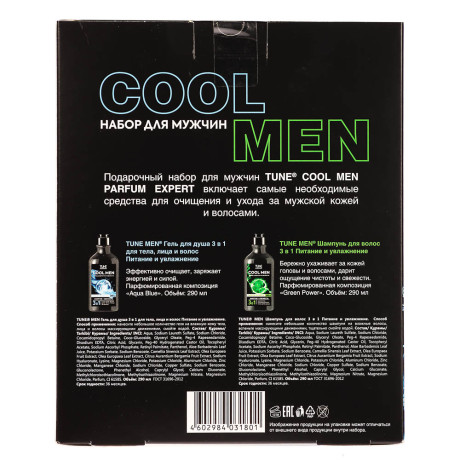 Подарочный набор мужской TUNE COOL MEN PARFUME EXPERT: Гель д/душа, 290мл+Шампунь для волос, 290мл