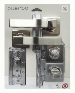 Комплект д/двери PUERTO (руч,защ. сантех, зав, петли) ник. мат/никель SET 521-02 2070PL 2S SN/NP