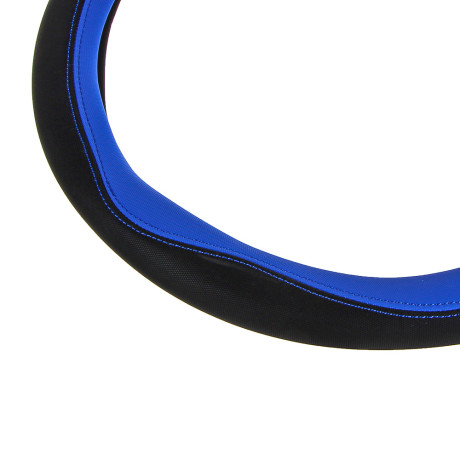 ЕРМАК Оплетка руля, экокожа, со вставками «синий», черный, размер М