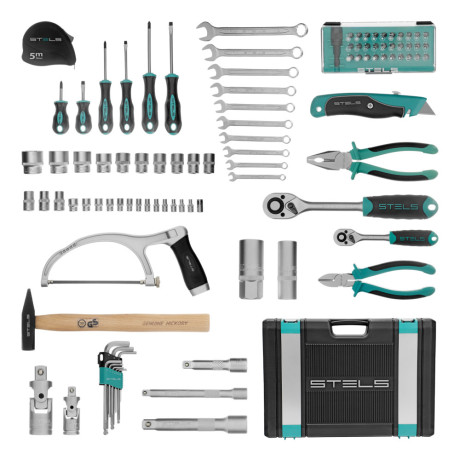 Набор инструментов, 1/2", 1/4", CrV, пластиковый кейс 98 предметов Stels