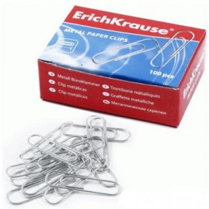 Скрепки ERICH KRAUSE 28 мм металл., 100 шт., в карт. коробке, 7855