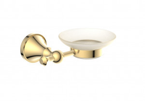 DIADONNA Мыльница настенная металл, чаша стекло, матов.покрытие, под золото, D8002J