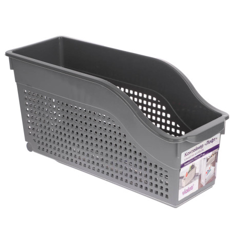 Контейнер Лофт хозяйственный на колесах узкий 355х130х170 мм белый