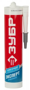 Герметик силиконовый ЗУБР "ЭКСПЕРТ" прозрачный, санитарный, для помещений с повышенной влажностью, 2