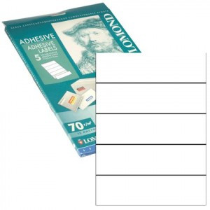 Этикетка самоклеящ LOMOND на листе ф А4 5 этик 210х57мм белая 50л для папок-регистр 70мм(2100245)