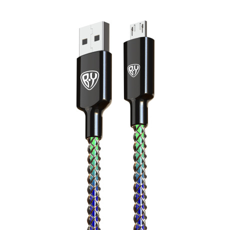 BY Кабель для зарядки MAGIC LIGHT Micro USB, 1м, 3А, Быстрая зарядка QC3.0, подсветка