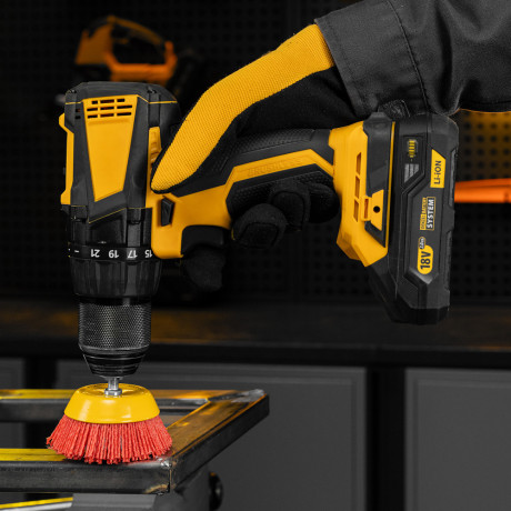 Щетка для дрели, 75 мм, Чашка, со шпилькой, нейлоновая щетина Denzel