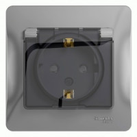 Systeme Electric GLOSSA роз. СУ 1 мест. алюм. (пл.осн., земля, штор., крыш, IP44) GSL000348 (10!)