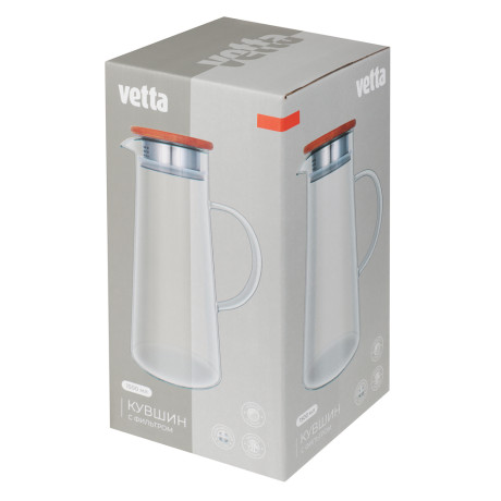 VETTA ЭКО Кувшин 1500мл, с металлическим фильтром, бамбуковая крышка, стекло