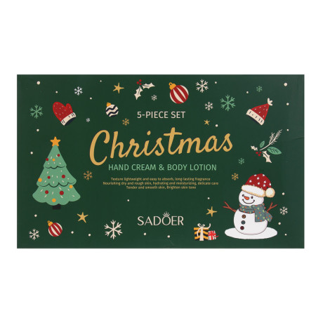 Набор кремов 5 шт (для рук 3шт х 30 гр,  для тела 2 шт х 100мл), тм SADOER Merry Xmas, подар.уп.