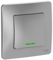 Systeme Electric BLANCA выкл. (перекл. проходной) СУ 1 кл. 10А алюм.(пл.осн., инд.) BLNVS010613 (2!)