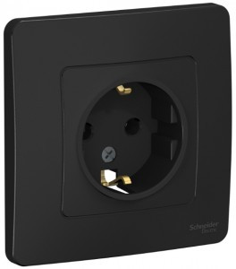 Systeme Electric BLANCA роз. СУ 1 мест. 16А антрацит (пл.осн., земля) BLNRS001016 (10!)
