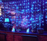 Гирлянда-занавес св/д мерцание, 3х2м, 264 LED, провод прозрачный, ULD-C3020-264/TTK BLUE IP44 Uniel
