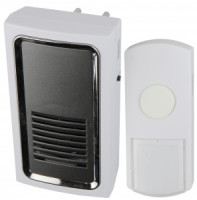 ЭРА C96 звонок беспроводной цифр. 100м, 6 мелодий, в розетку 220V/A23 с кнопкой IP44 инд, бел. BL