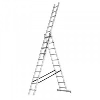 Лестница универсальная, трехсекционная 9 ступеней алюминиевая h=574см REXANT 12-5067