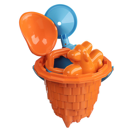 ИГРОЛЕНД Набор для игры в песке 6-8 пр.ведро, лейка, грабли, формочки, пластик, 4 диз., для детей 3+