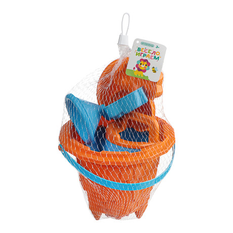 ИГРОЛЕНД Набор для игры в песке 6-8 пр.ведро, лейка, грабли, формочки, пластик, 4 диз., для детей 3+