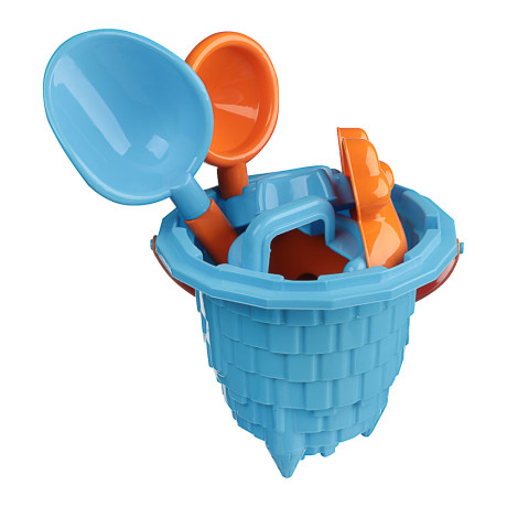 ИГРОЛЕНД Набор для игры в песке 6-8 пр.ведро, лейка, грабли, формочки, пластик, 4 диз., для детей 3+